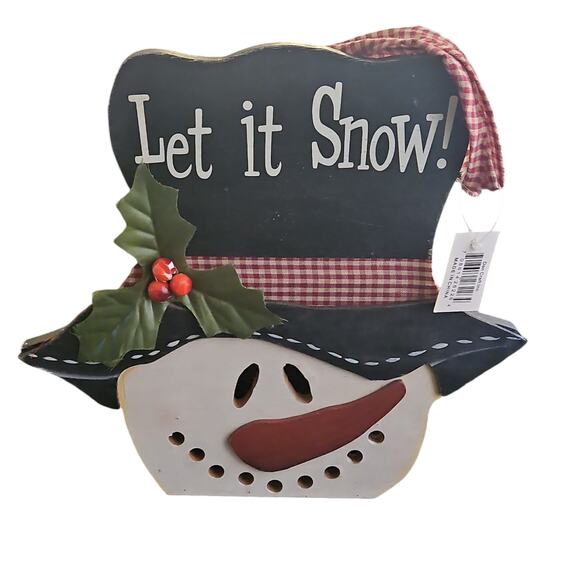 Wooden Let it Snow Snowman Winter Decor - Picture 1 of 2